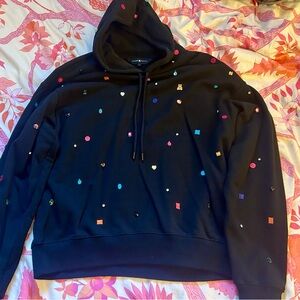 Black bedazzled Gemstones Embellished Hoodie and Sweatpants Teddy Fresh